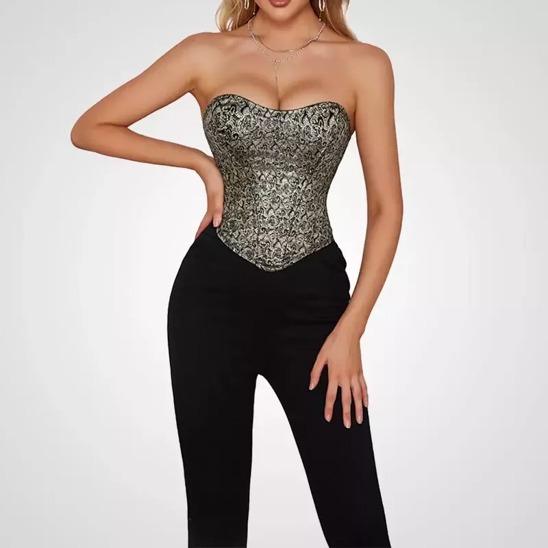 Bustier corset sexy dos nu à imprimé