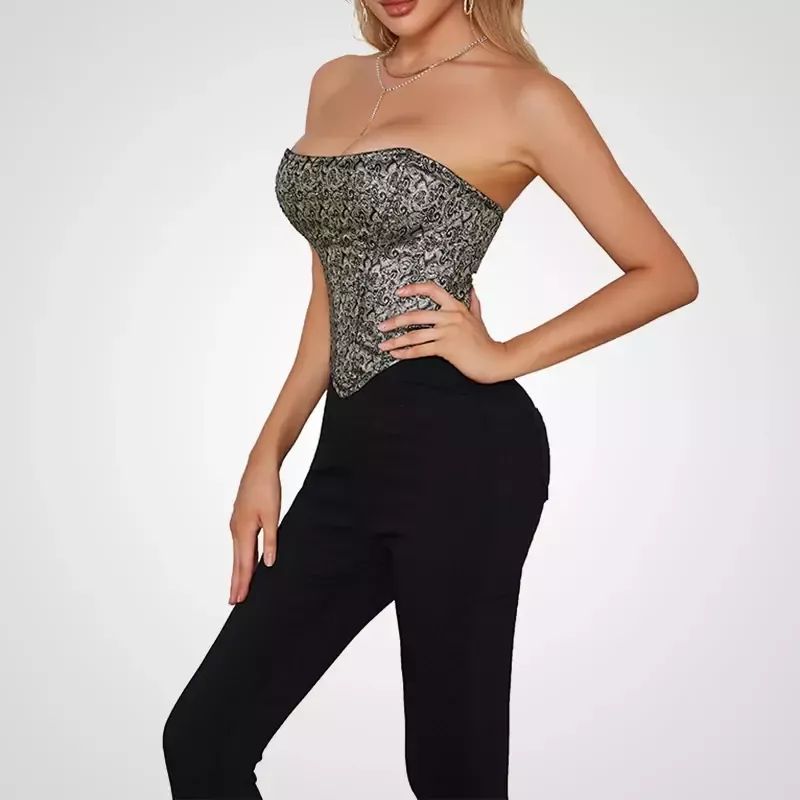 Bustier corset sexy dos nu à imprimé