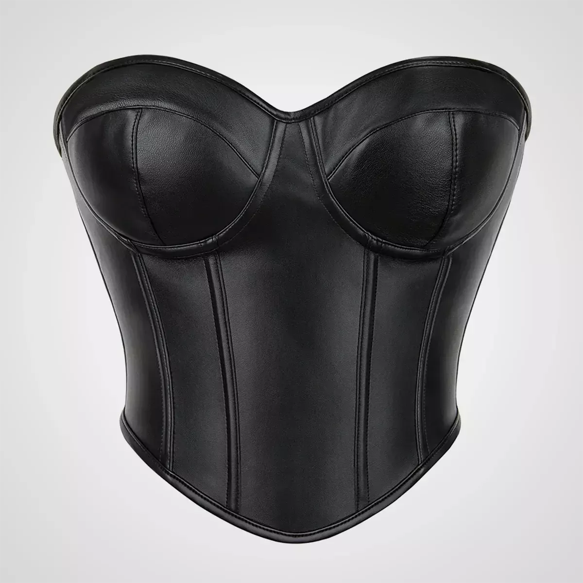 Corset en cuir sexy noir court bustier