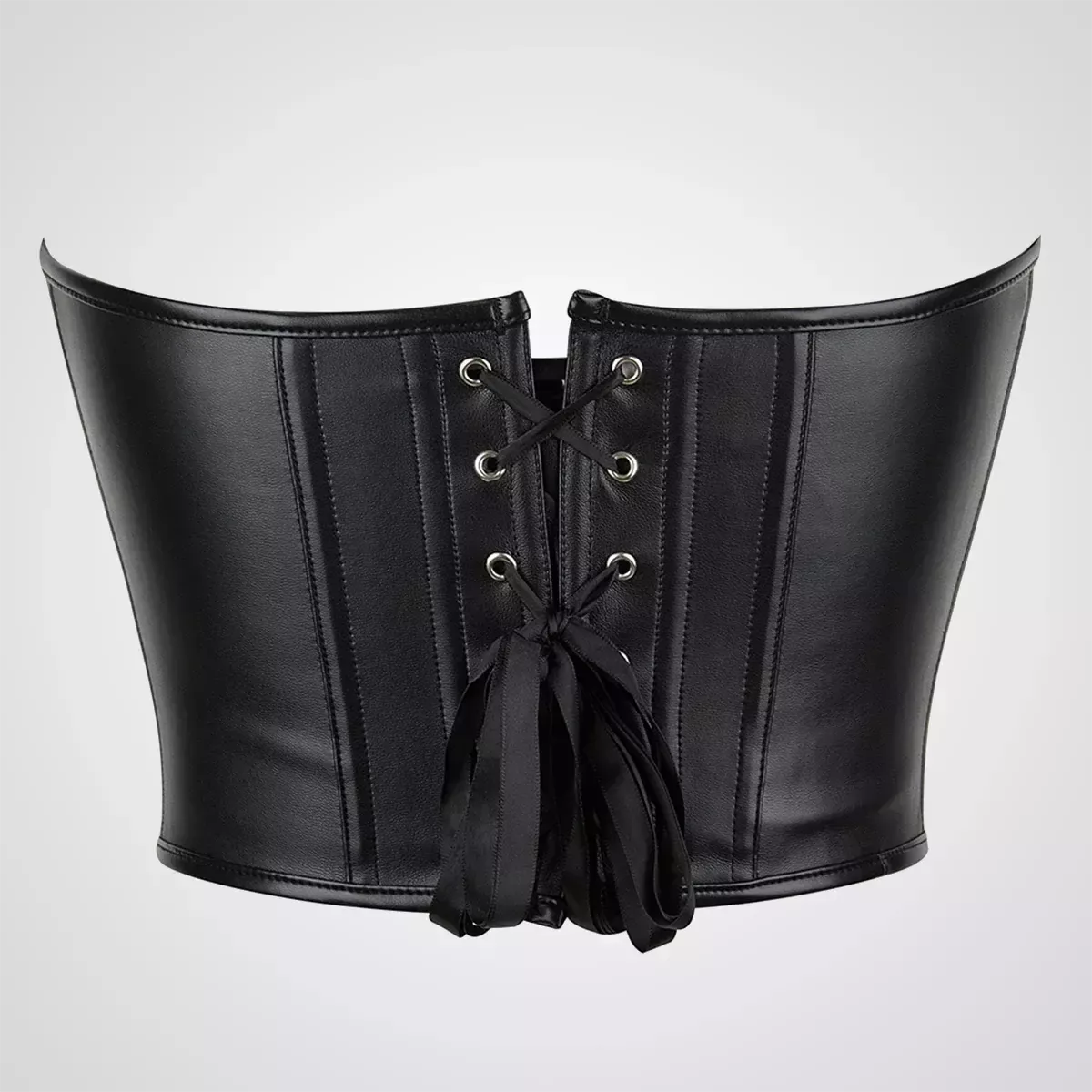 Corset en cuir sexy noir court bustier