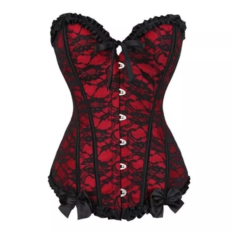 Corset Femme Dentelle Rouge et Noir