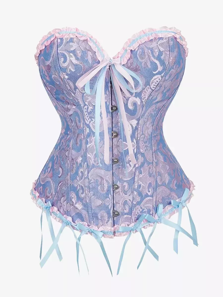 Corset bleu et rose bustier