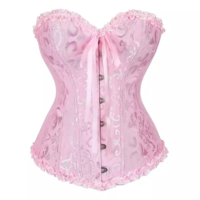 Corset rose à lacets bustier