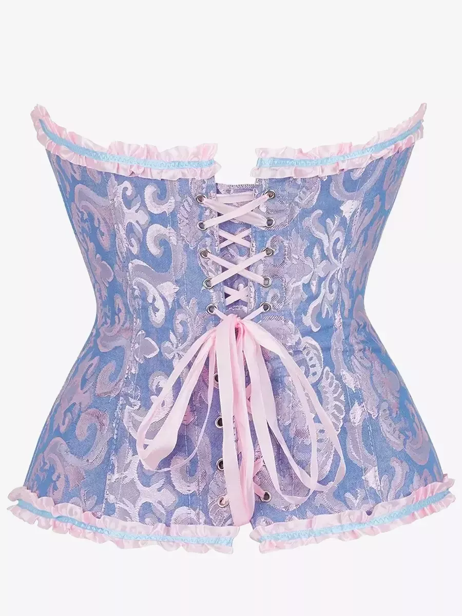 Corset bleu et rose bustier