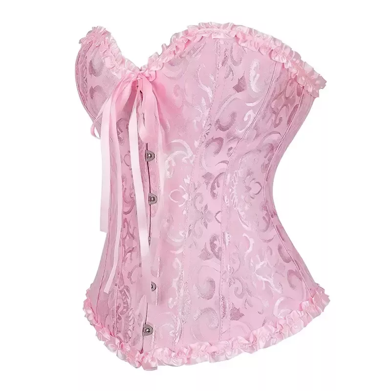 Corset rose à lacets bustier