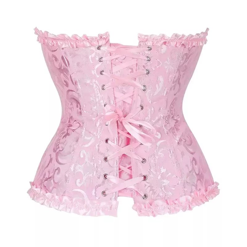 Corset rose à lacets bustier